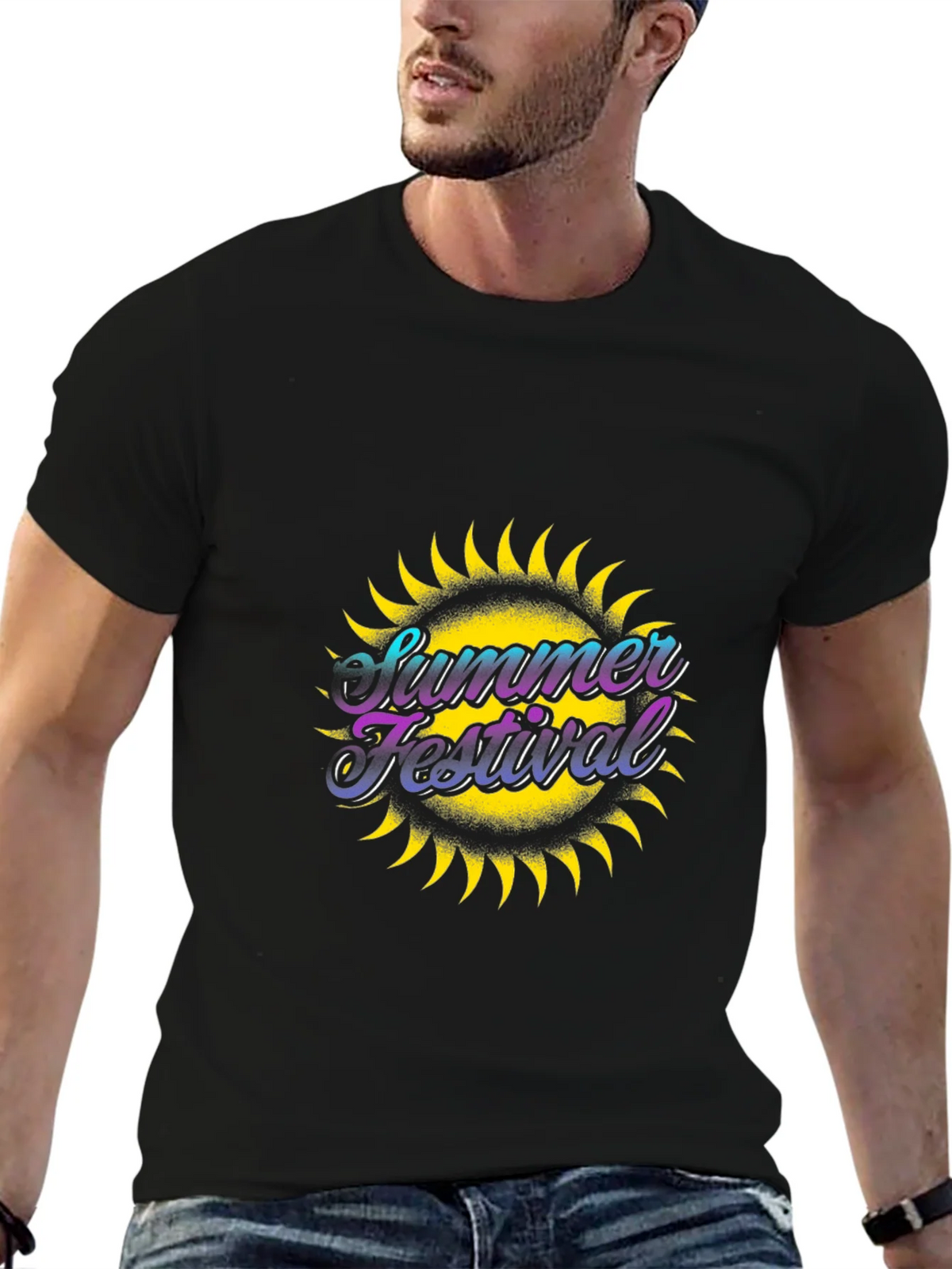 Summer Festival Graphic Black T-Shirt product image 6