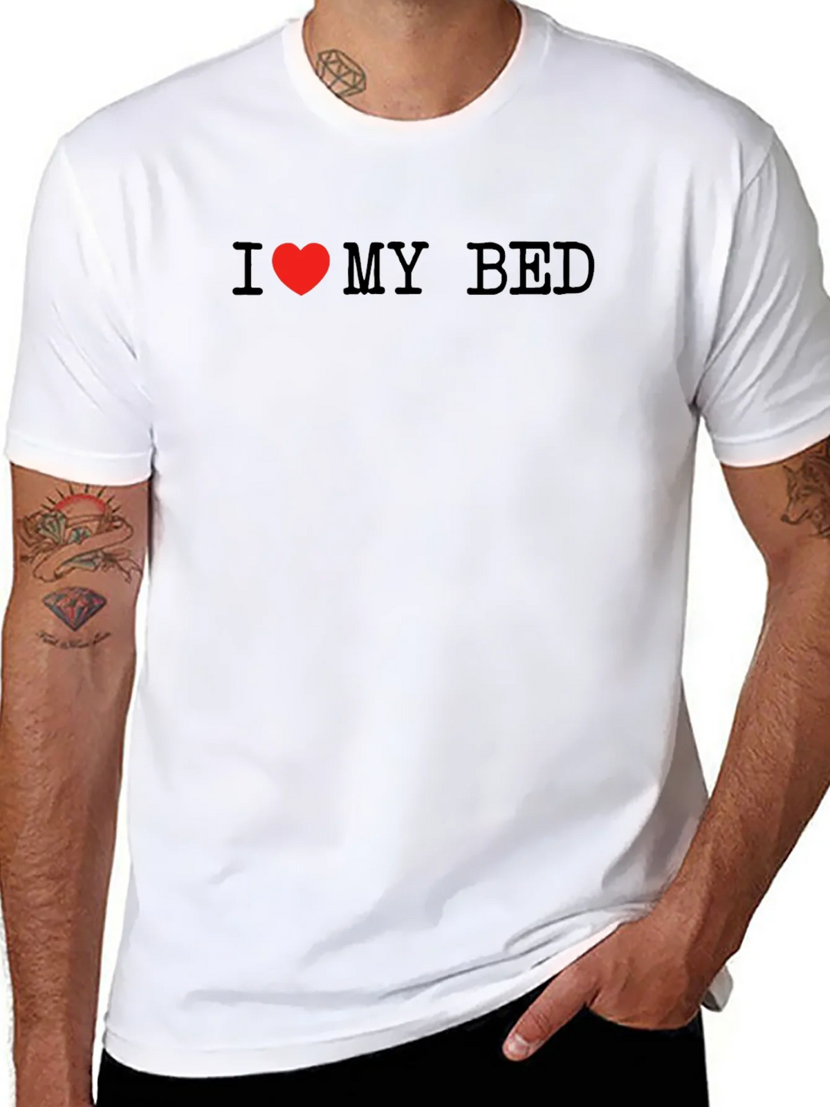 I Love My Bed Black T-Shirt product image 7