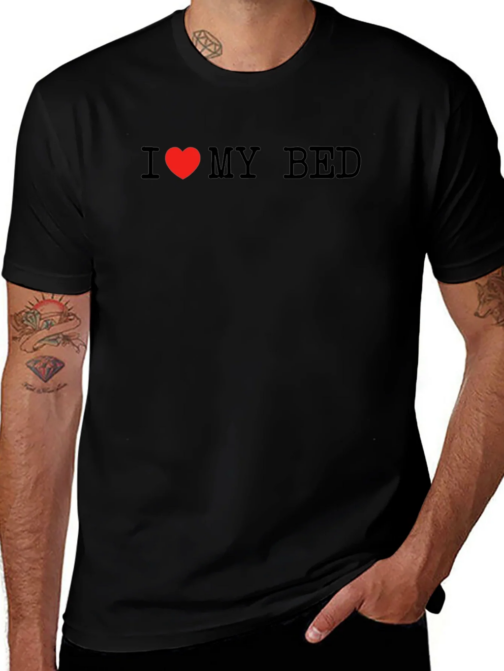 I Love My Bed Black T-Shirt product image 1