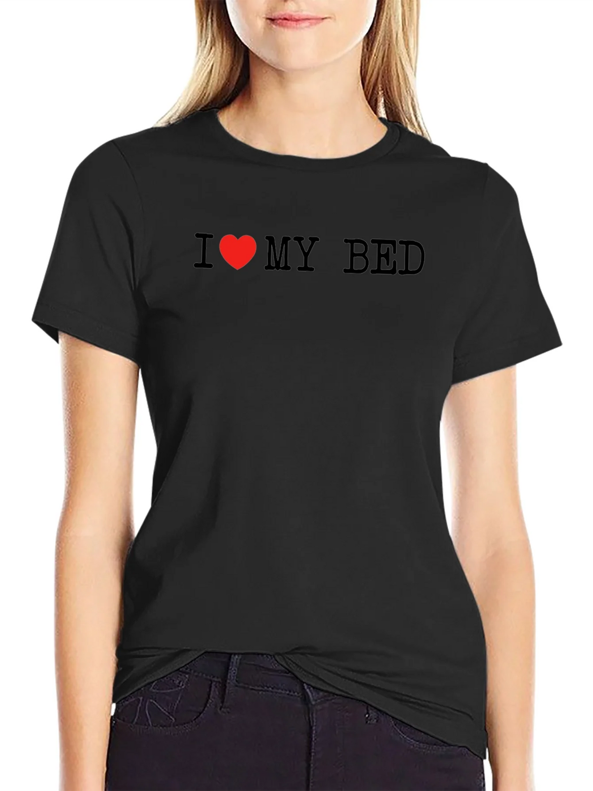 I Love My Bed Black T-Shirt product image 2
