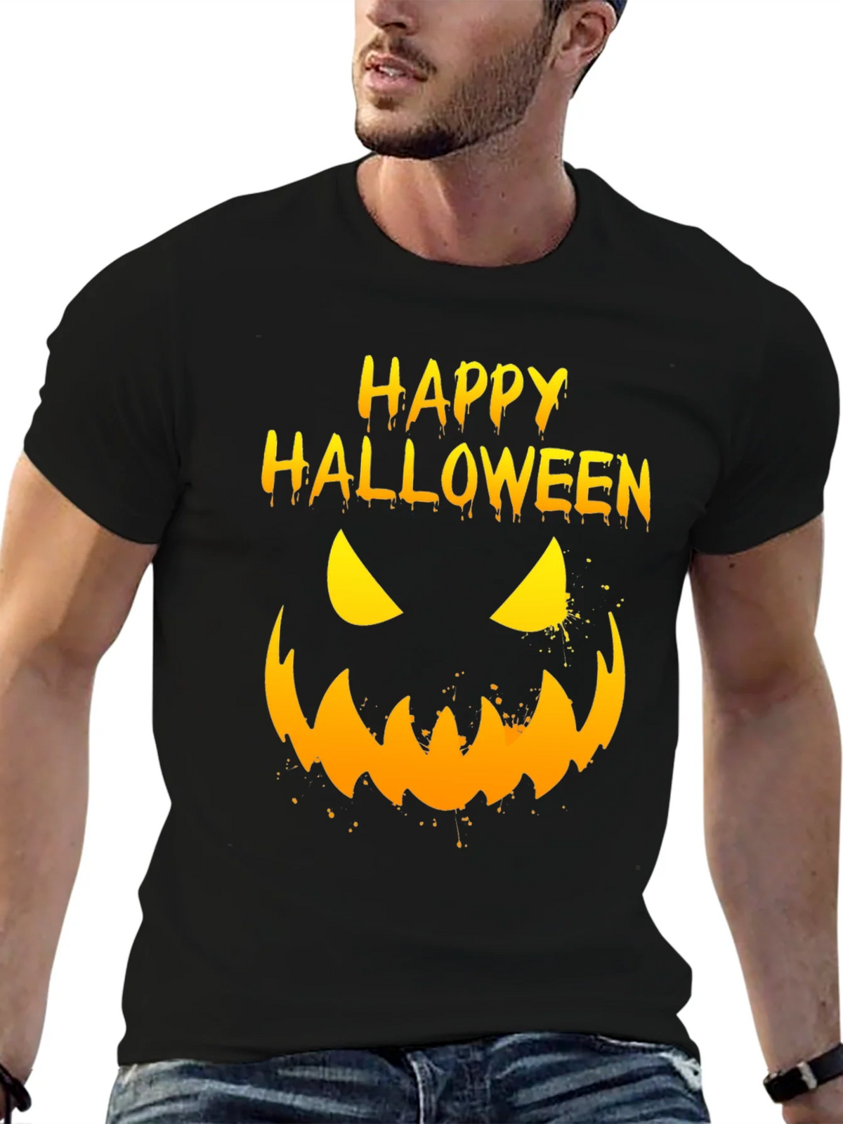 Happy Halloween Pumpkin Face Graphic T-Shirt product image 6