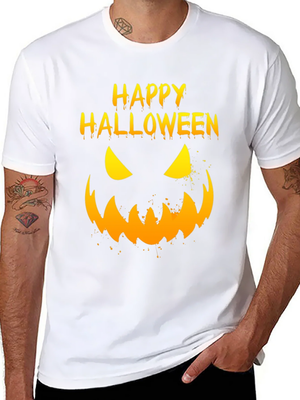 Happy Halloween Pumpkin Face Graphic T-Shirt product image 7