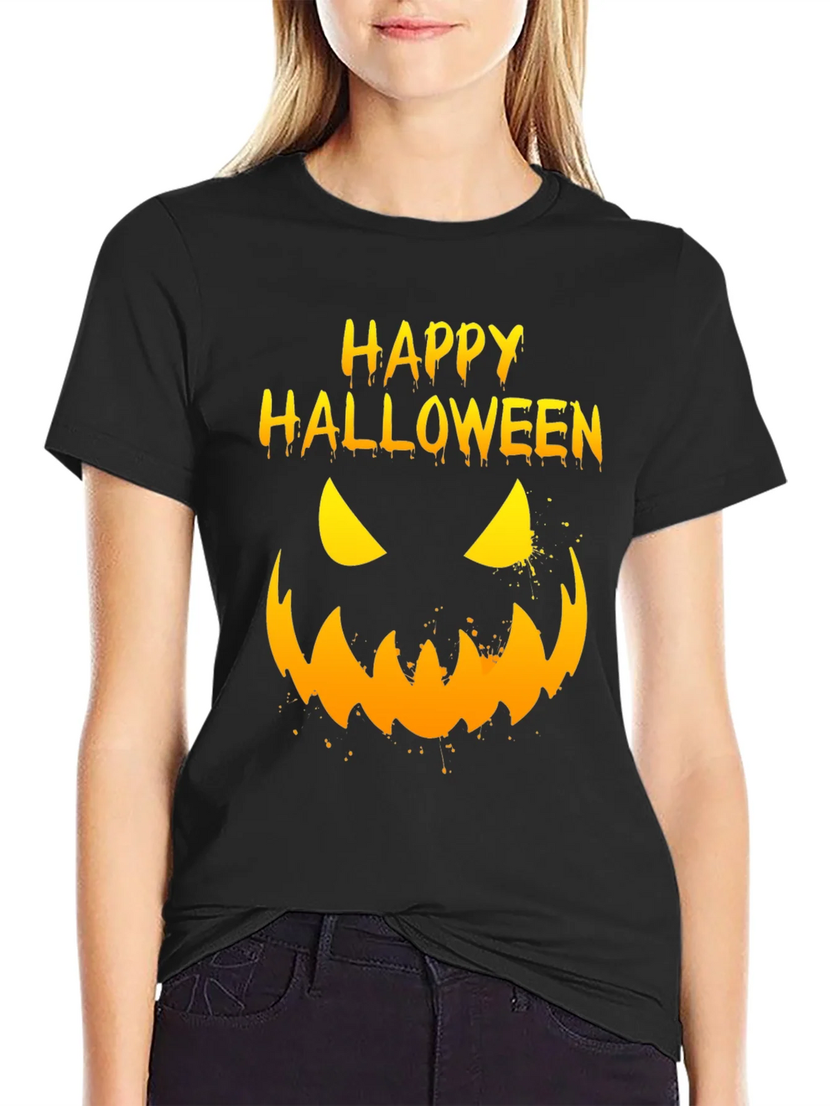 Happy Halloween Pumpkin Face Graphic T-Shirt product image 2