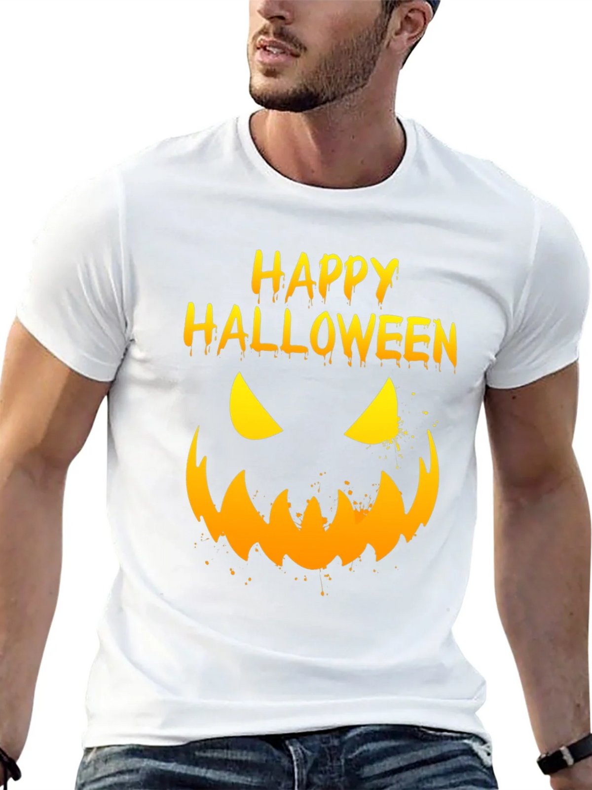 Happy Halloween Pumpkin Face Graphic T-Shirt product image 12