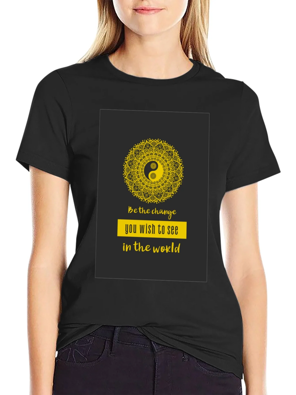 Yin Yang Mandala Graphic T-Shirt - Be the Change product image 2
