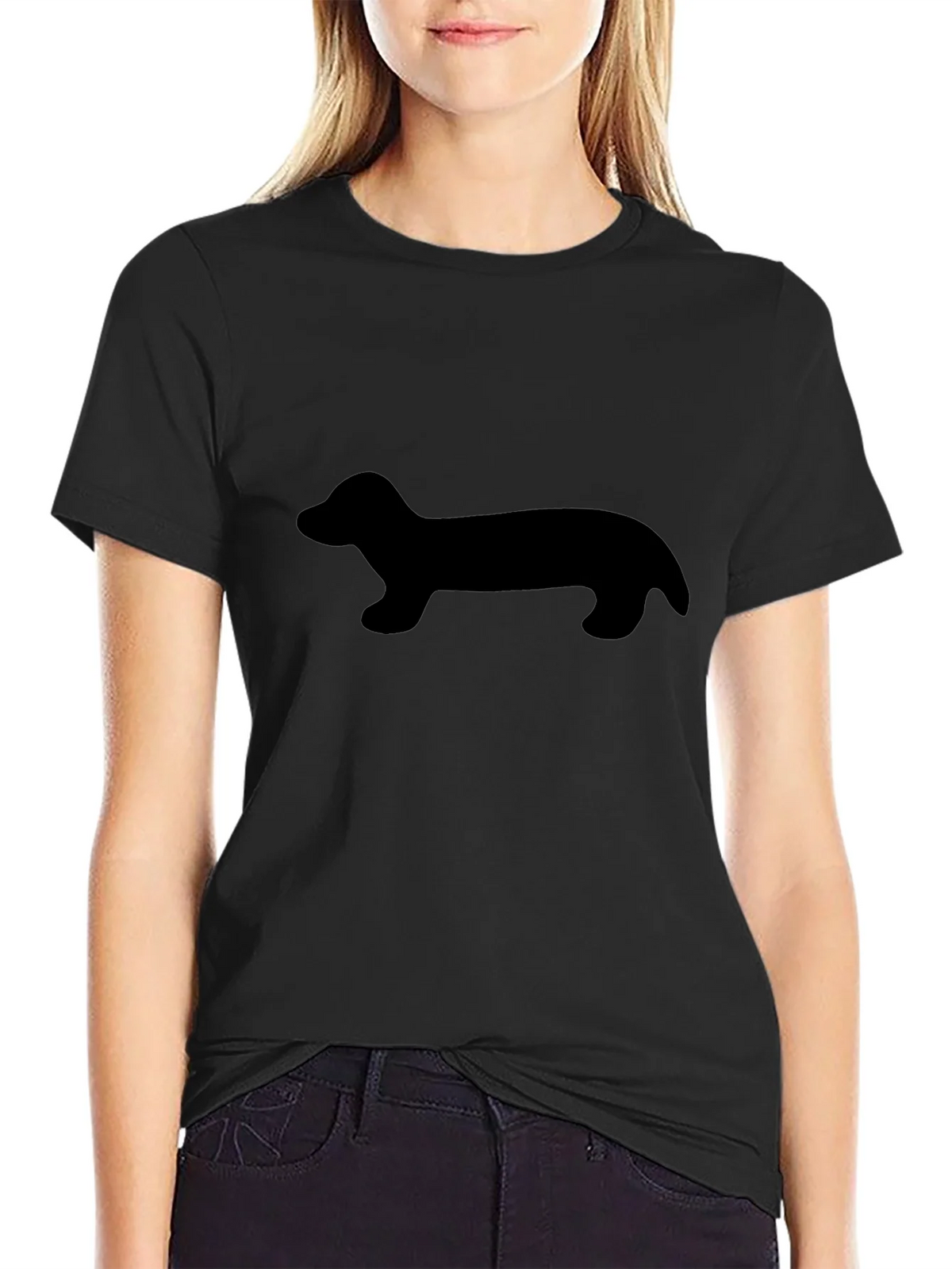 Dachshund Silhouette Black T-Shirt product image 2