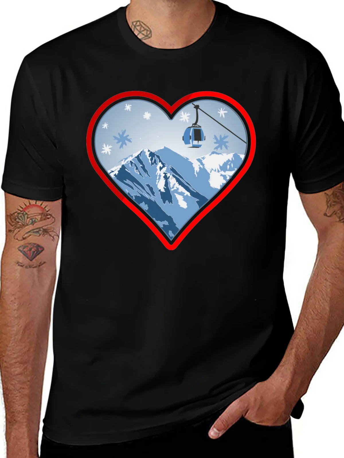 Heart Ski Lift Graphic Tee - Black product image 1