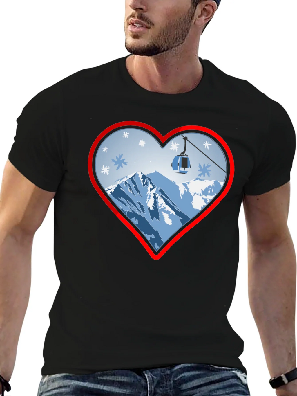 Heart Ski Lift Graphic Tee - Black product image 6