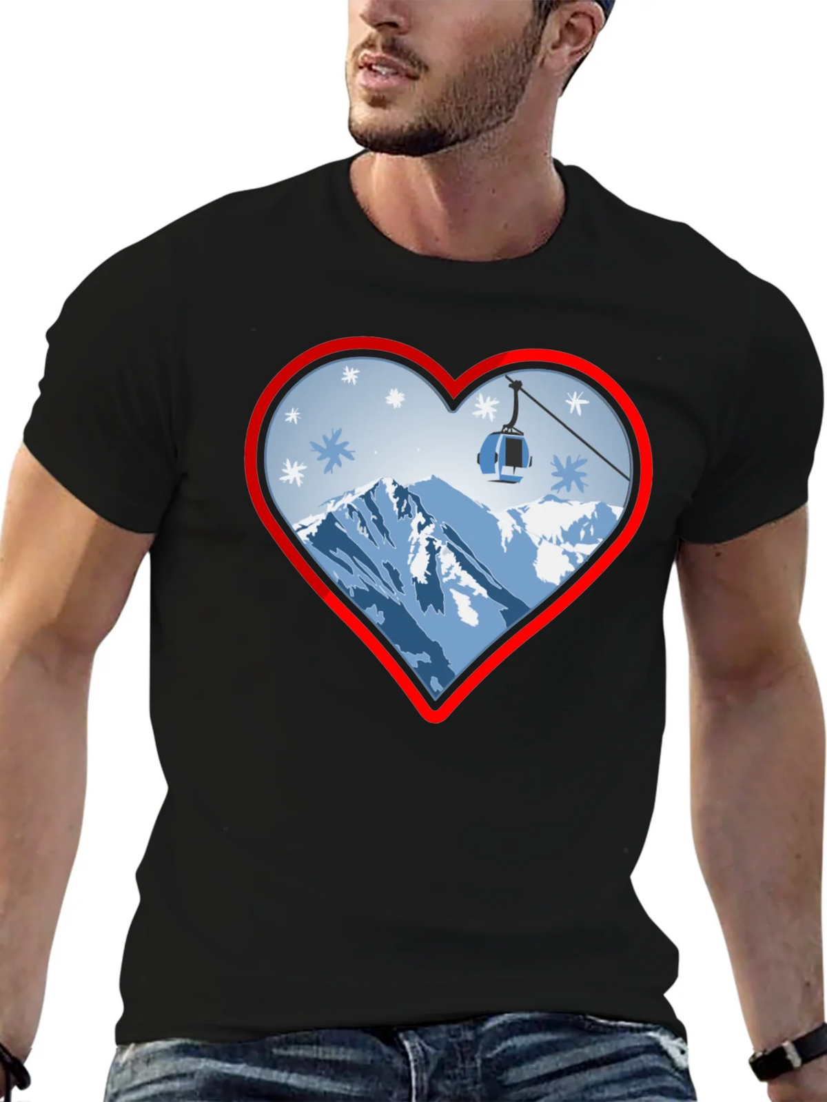 Heart Ski Lift Graphic Tee - Black product image 6