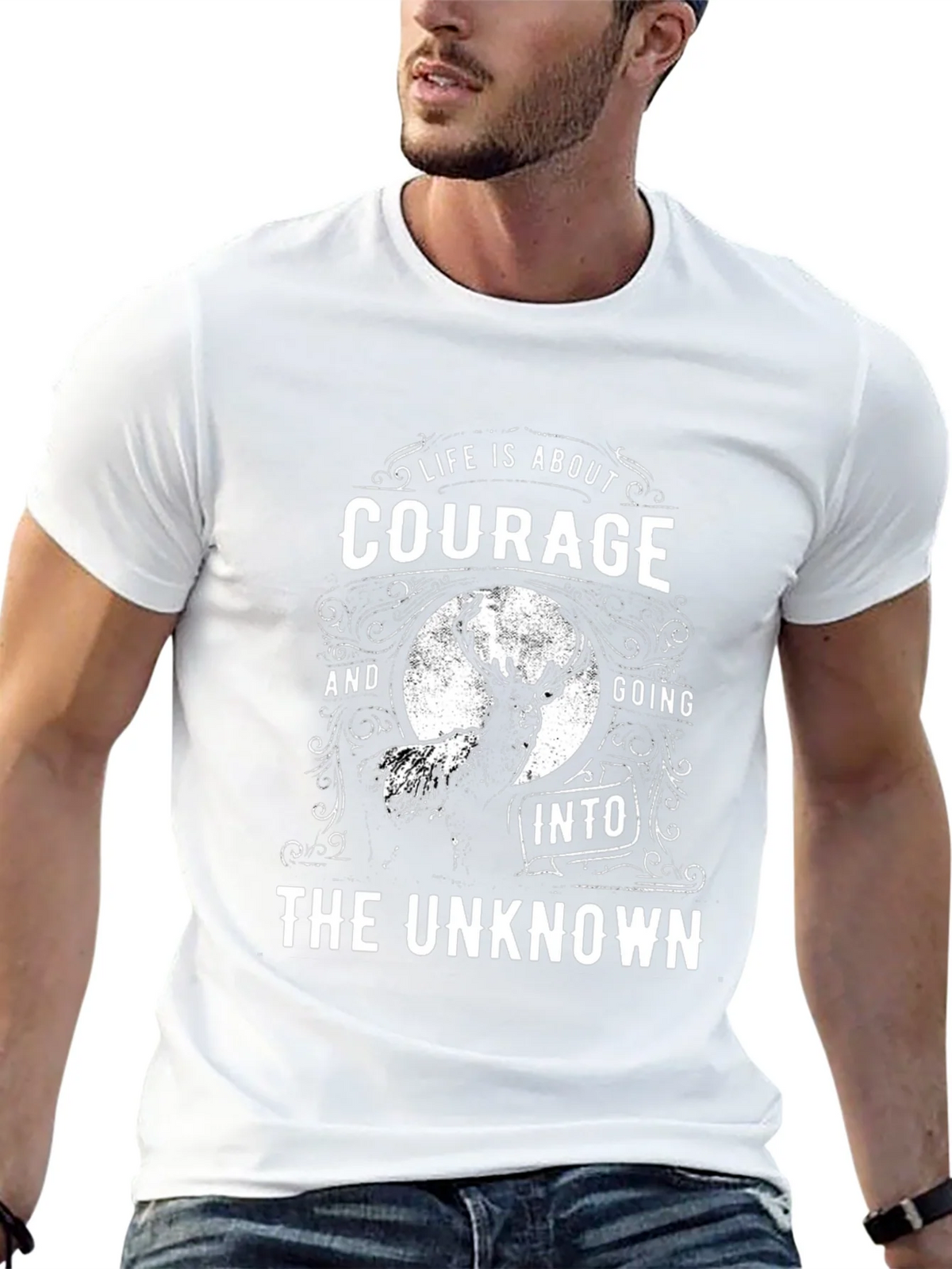 Courage Into The Unknown Black Graphic T-Shirt product image 11