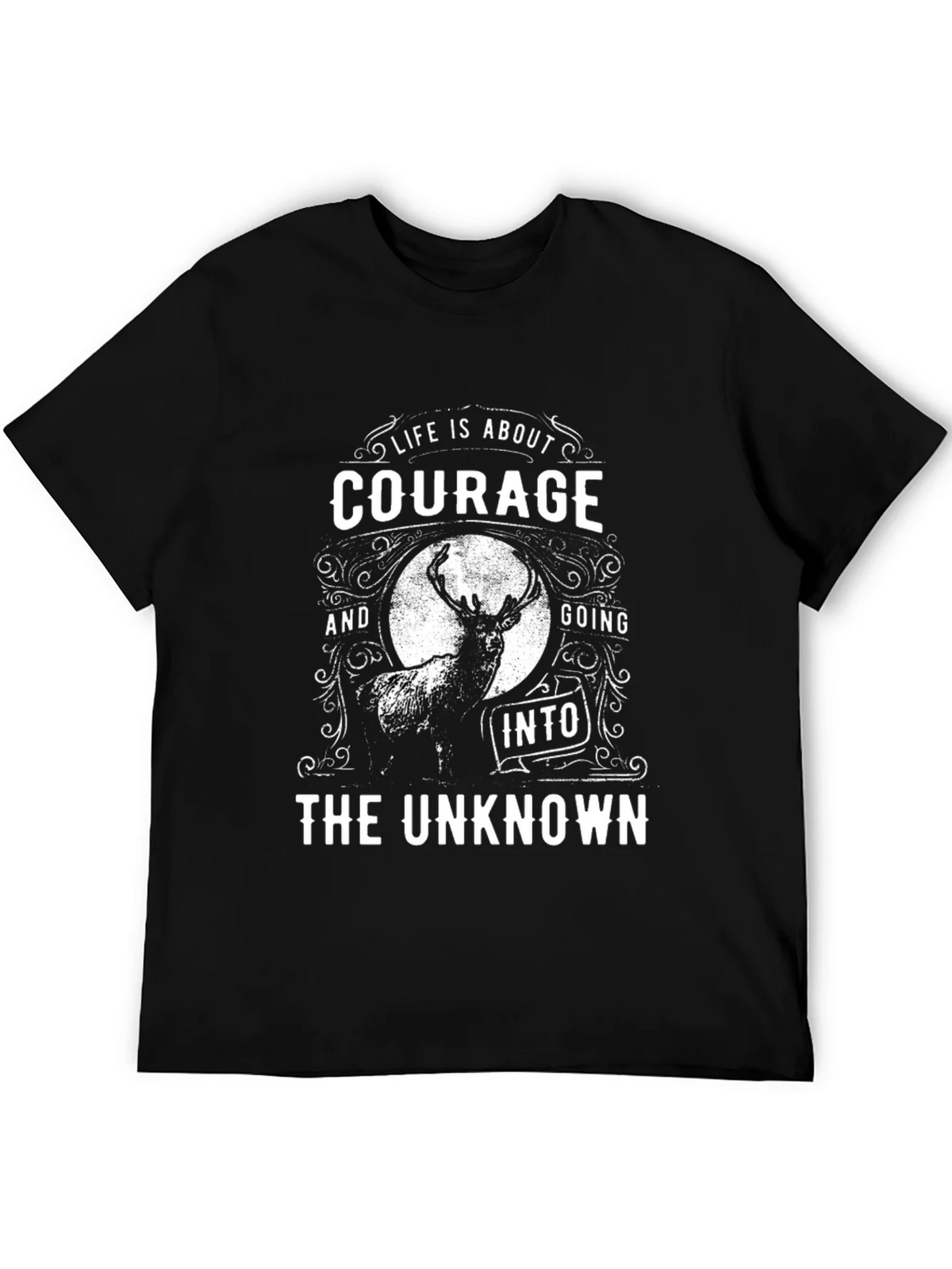 Courage Into The Unknown Black Graphic T-Shirt product image 4