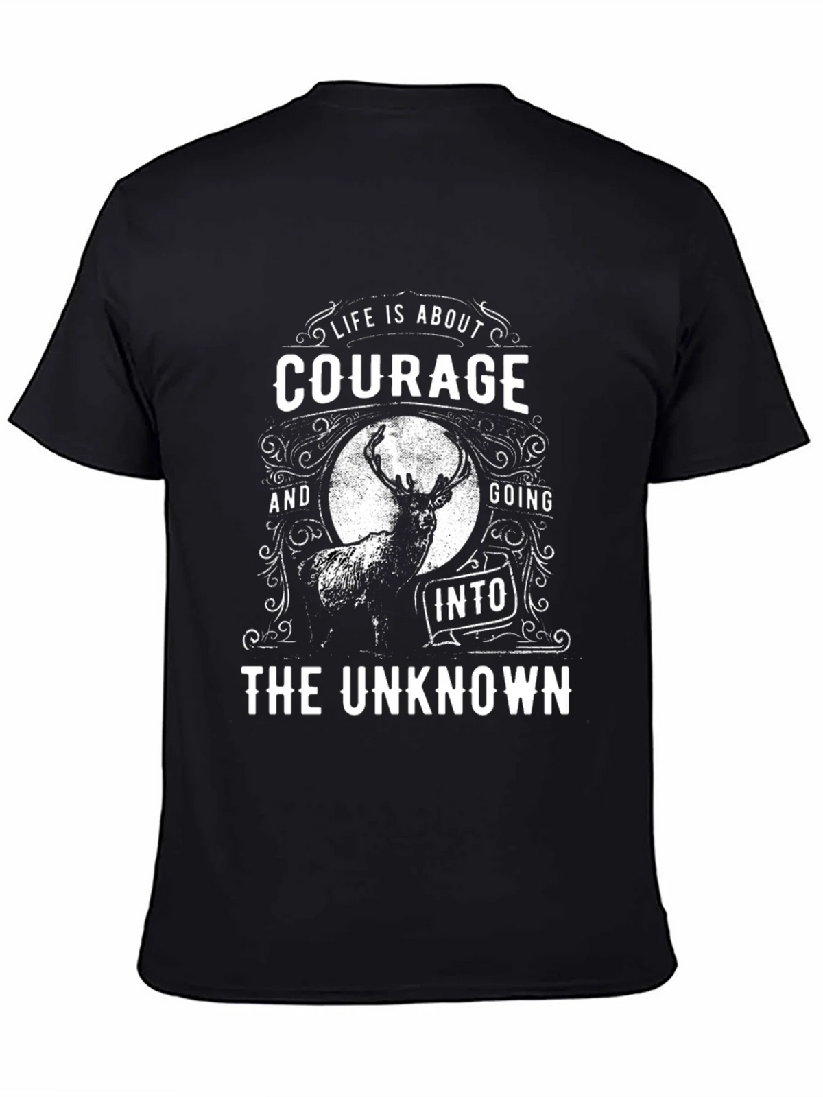 Courage Into The Unknown Black Graphic T-Shirt product image 3