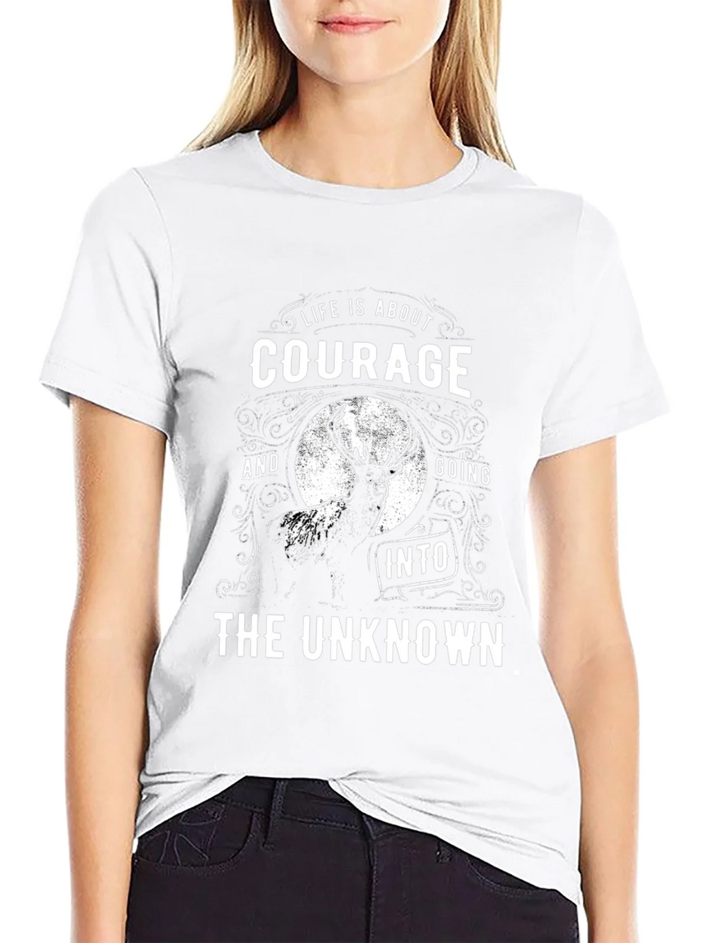 Courage Into The Unknown Black Graphic T-Shirt product image 7