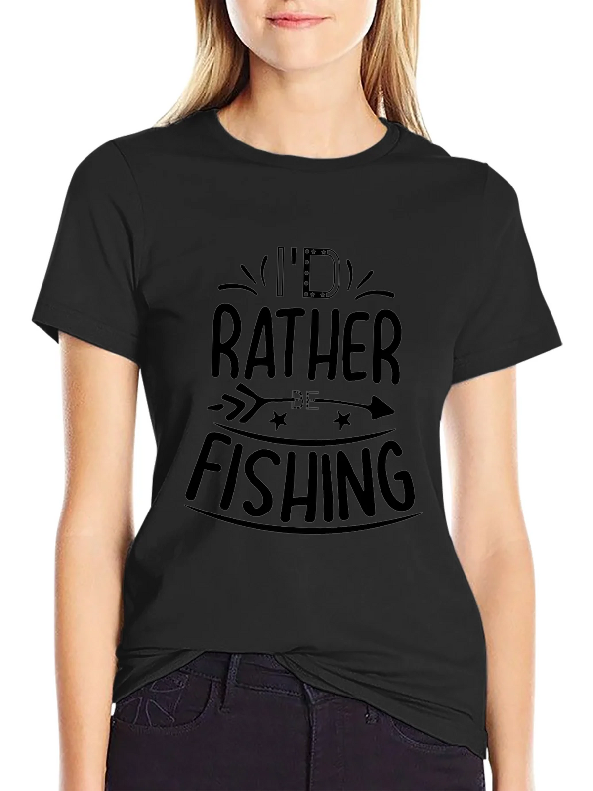 Id Rather Be Fishing Black T-Shirt product image 2
