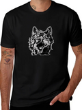 Wolf with Glasses Graphic Tee - Black Cotton product image 1