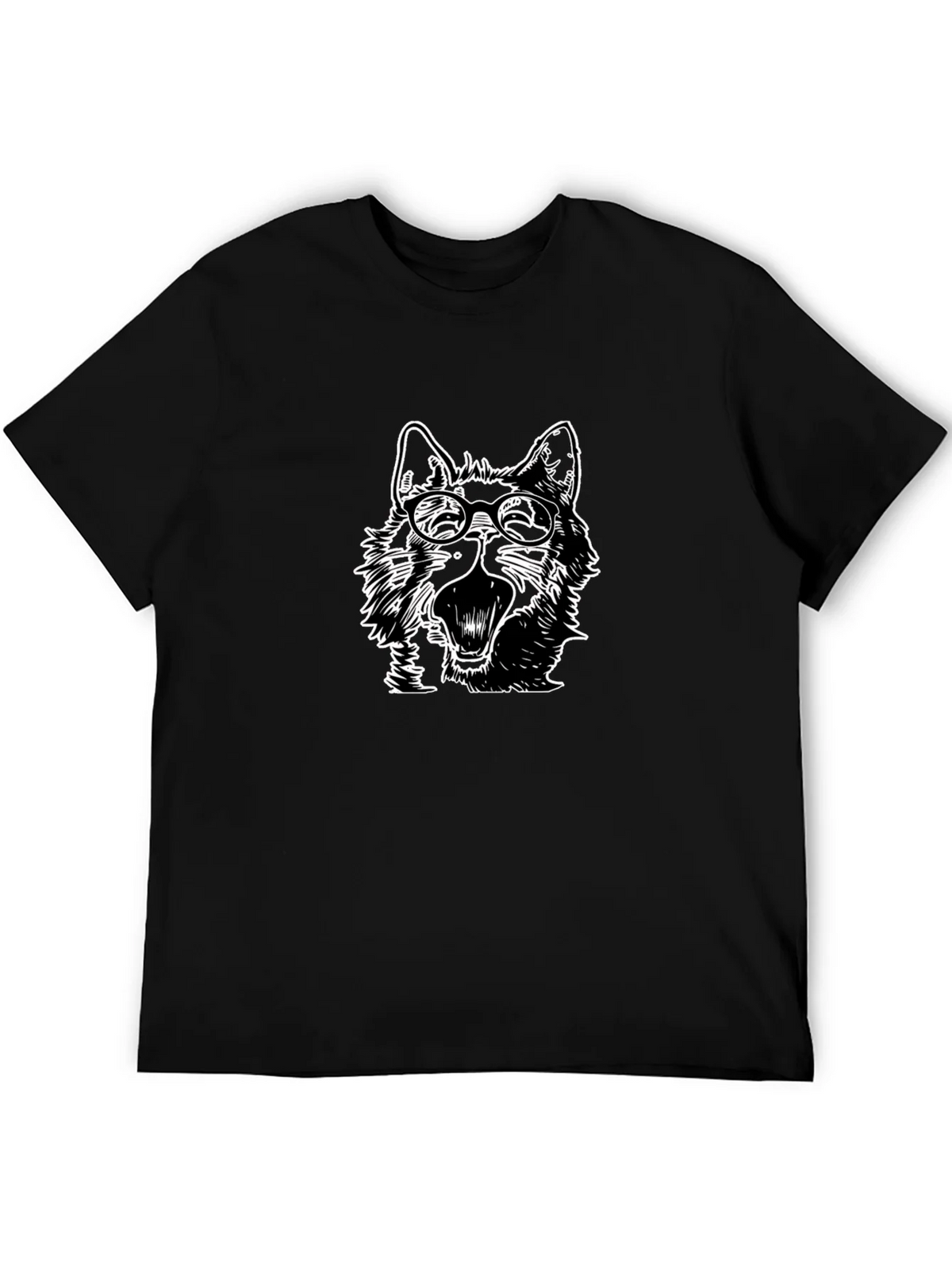 Wolf with Glasses Graphic Tee - Black Cotton product image 5