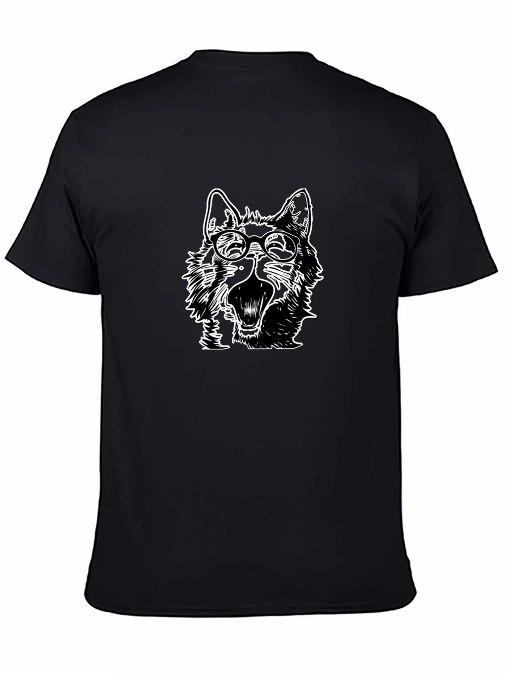 Wolf with Glasses Graphic Tee - Black Cotton product image 4