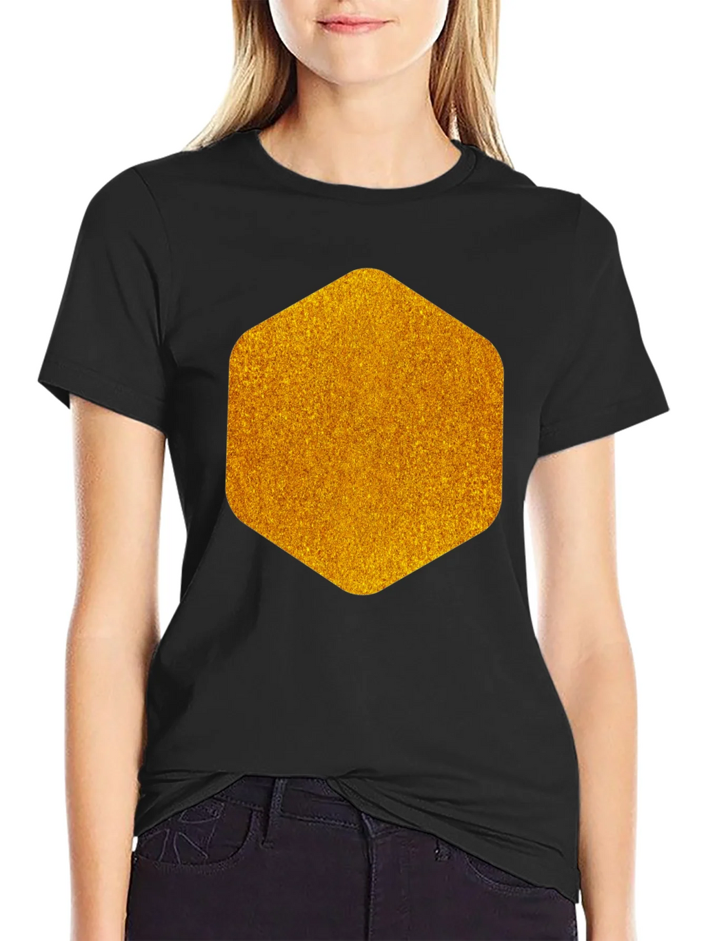Geometric Gold Graphic Tee - Modern Mens Black T-Shirt product image 2