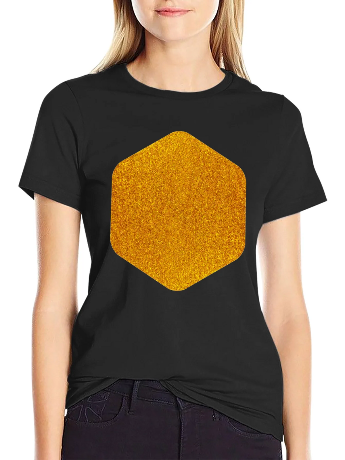Geometric Gold Graphic Tee - Modern Mens Black T-Shirt product image 2