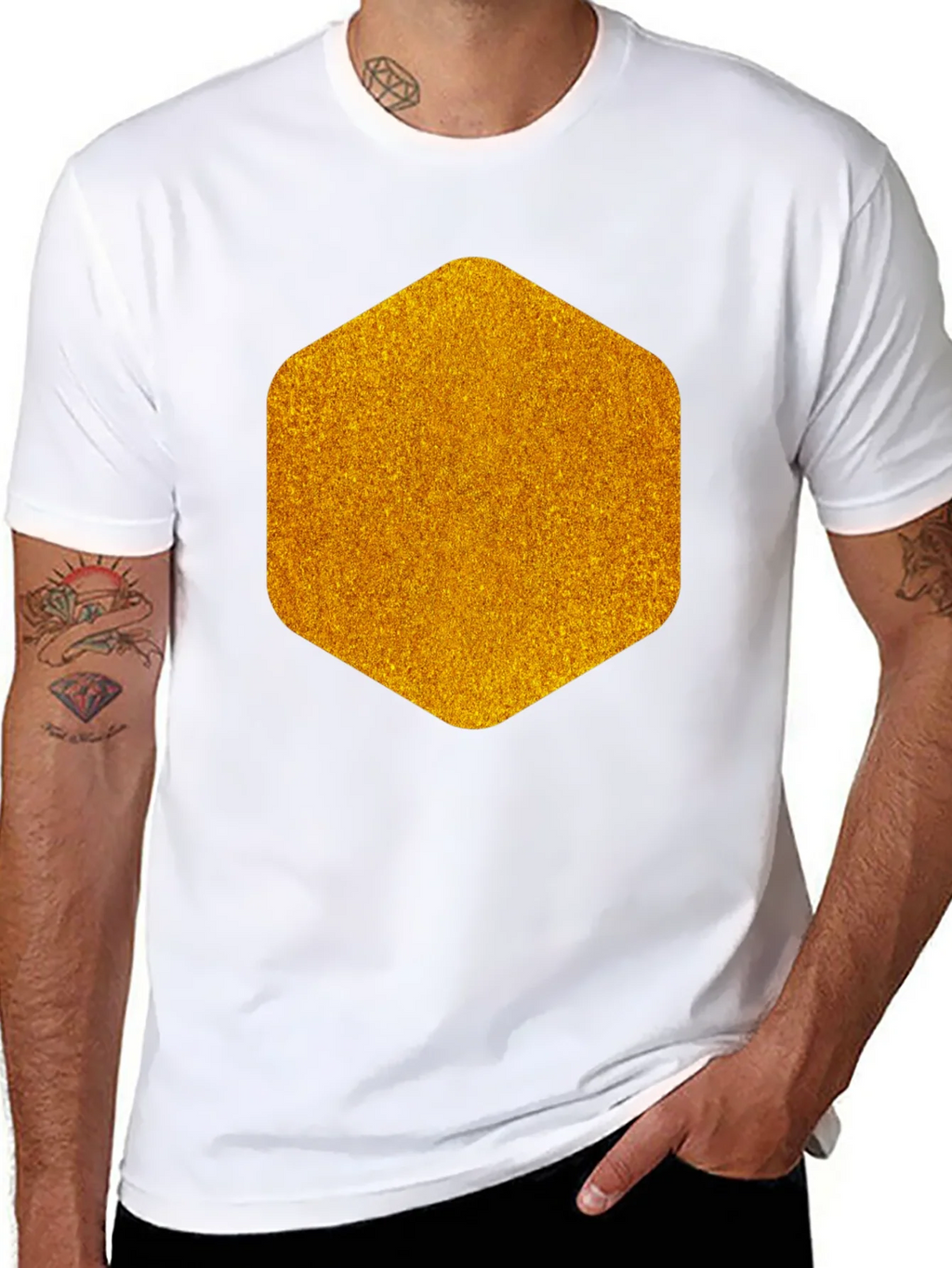 Geometric Gold Graphic Tee - Modern Mens Black T-Shirt product image 7