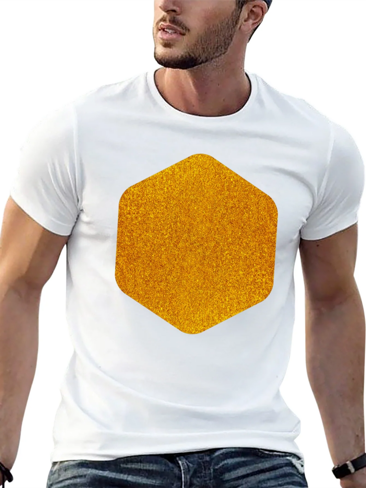 Geometric Gold Graphic Tee - Modern Mens Black T-Shirt product image 12