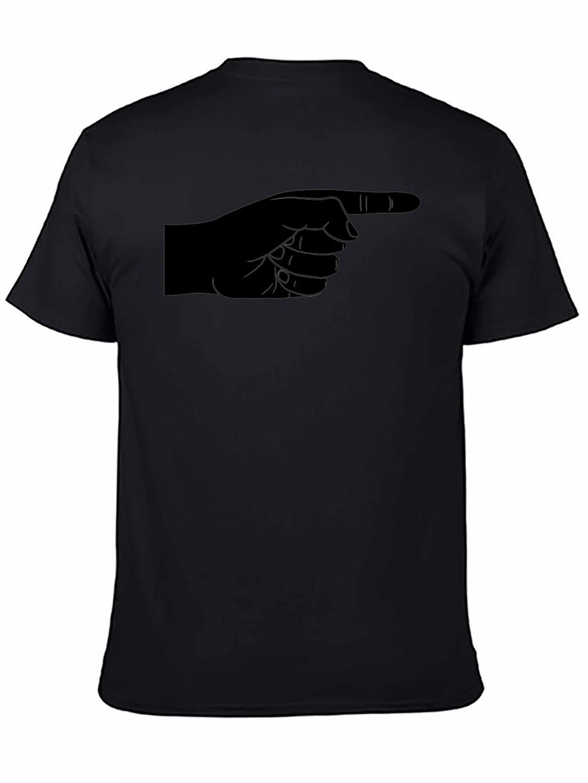 Pointing Finger Graphic Tee - Black Cotton Casual Shirt product image 4