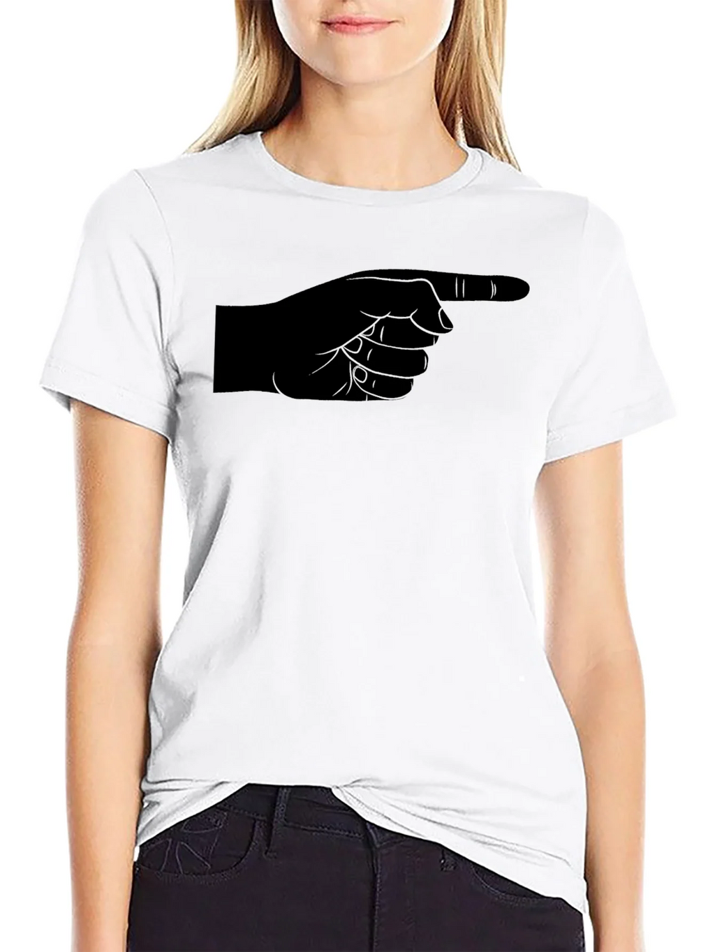 Pointing Finger Graphic Tee - Black Cotton Casual Shirt product image 8