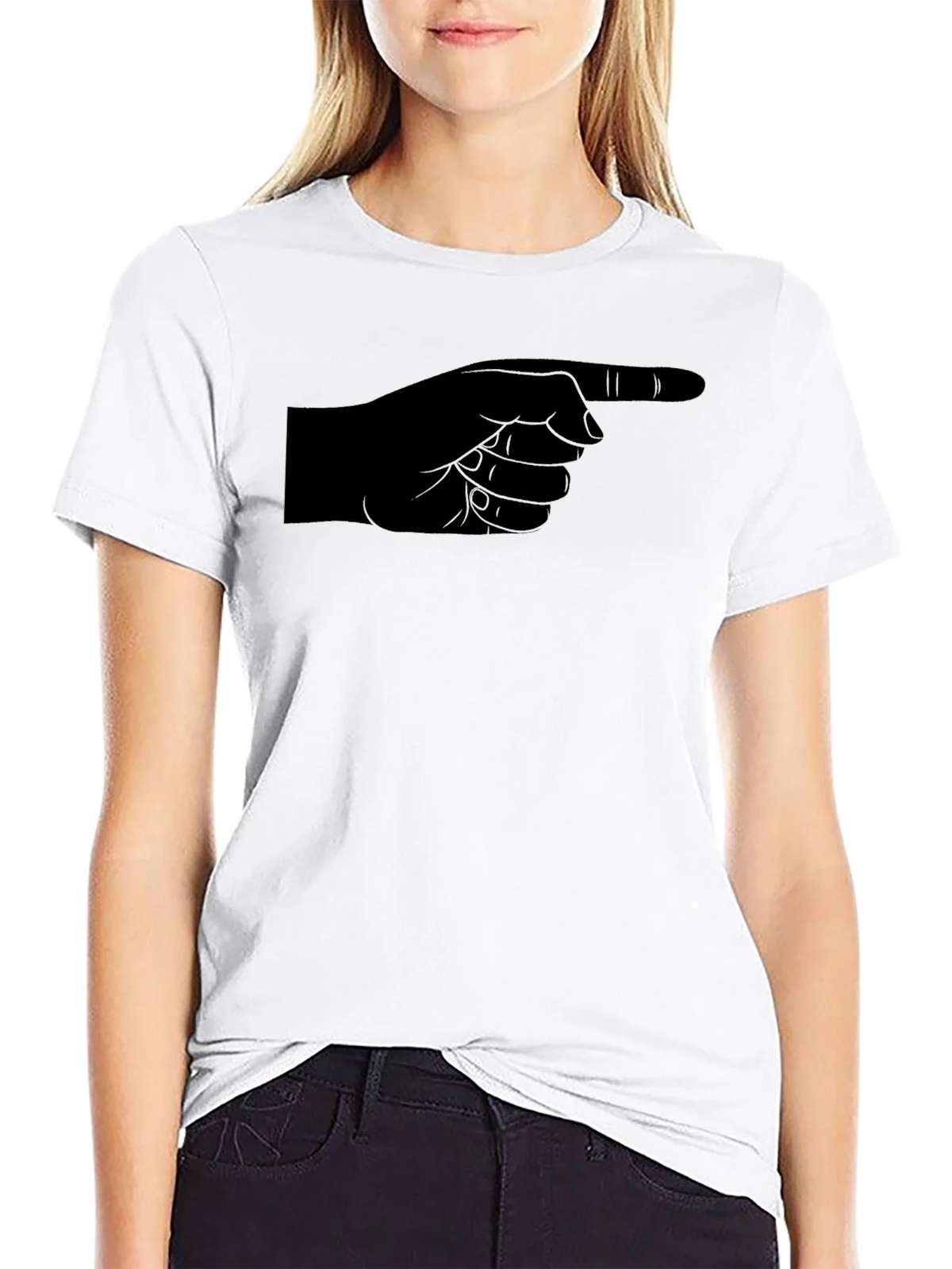 Pointing Finger Graphic Tee - Black Cotton Casual Shirt product image 8