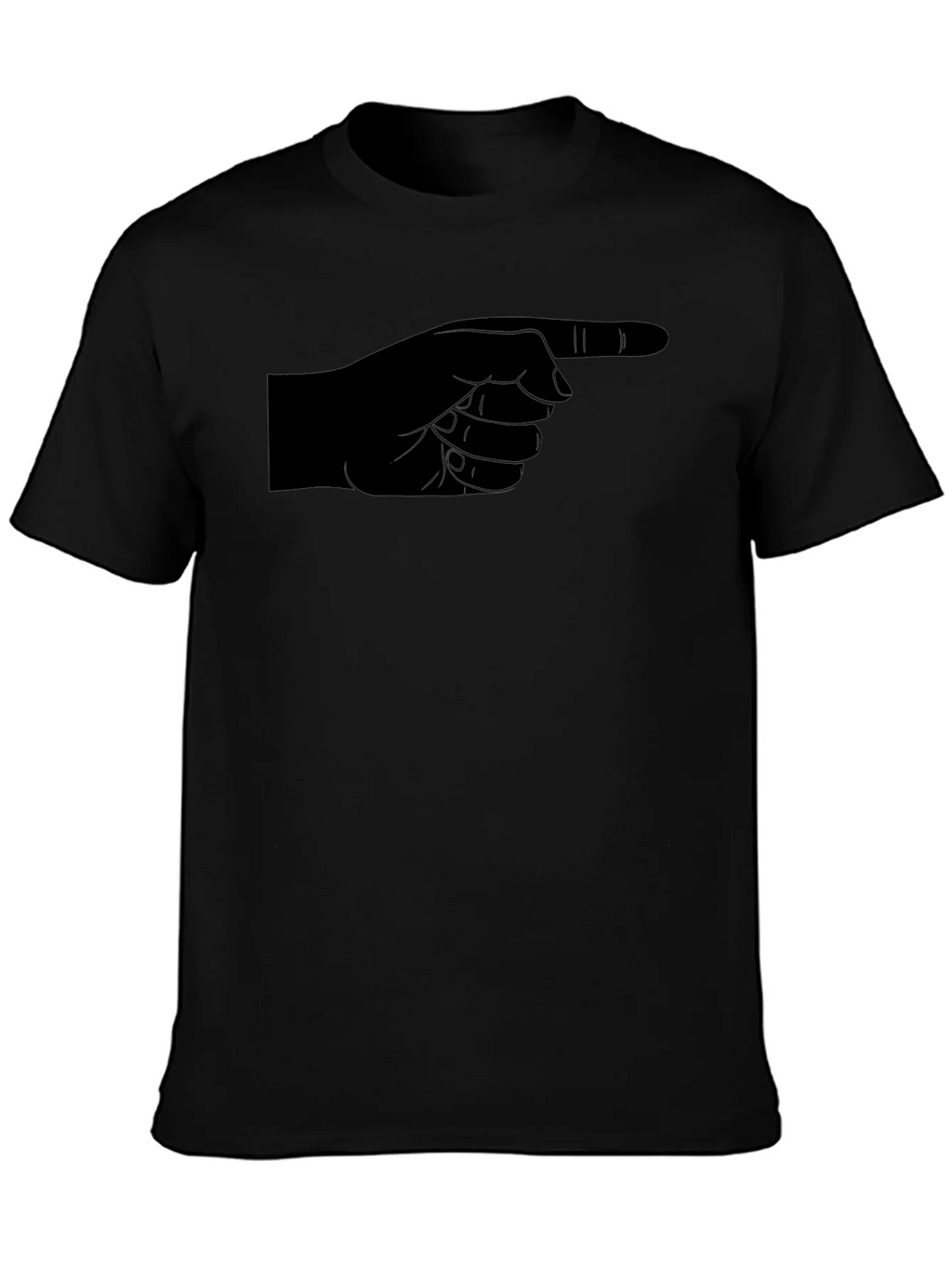 Pointing Finger Graphic Tee - Black Cotton Casual Shirt product image 3