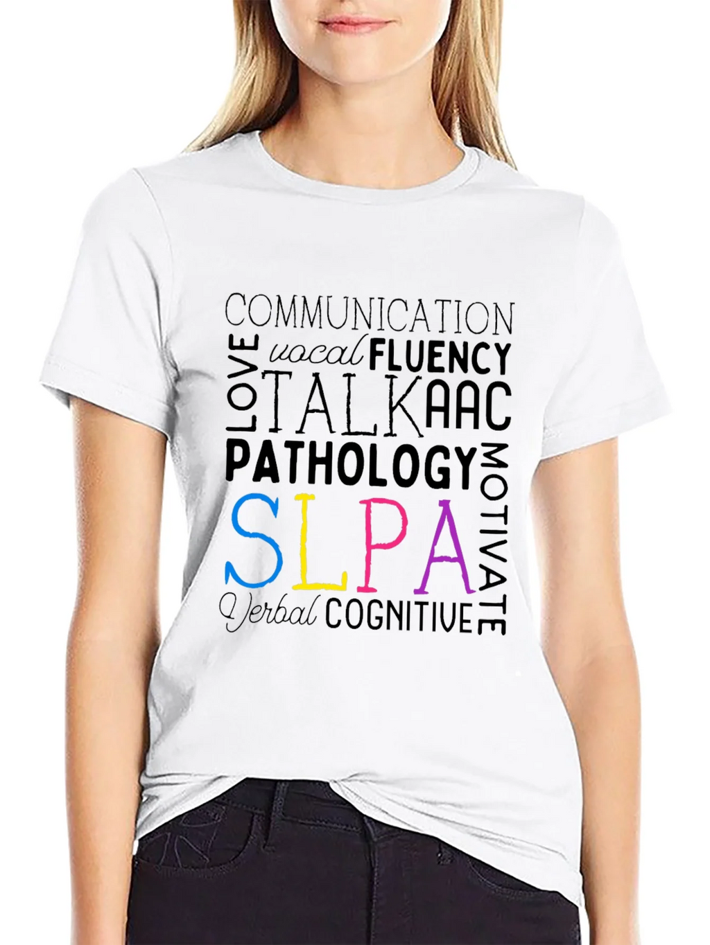 SLPA Word Art T-Shirt - Speech Language Pathology Assistant product image 8