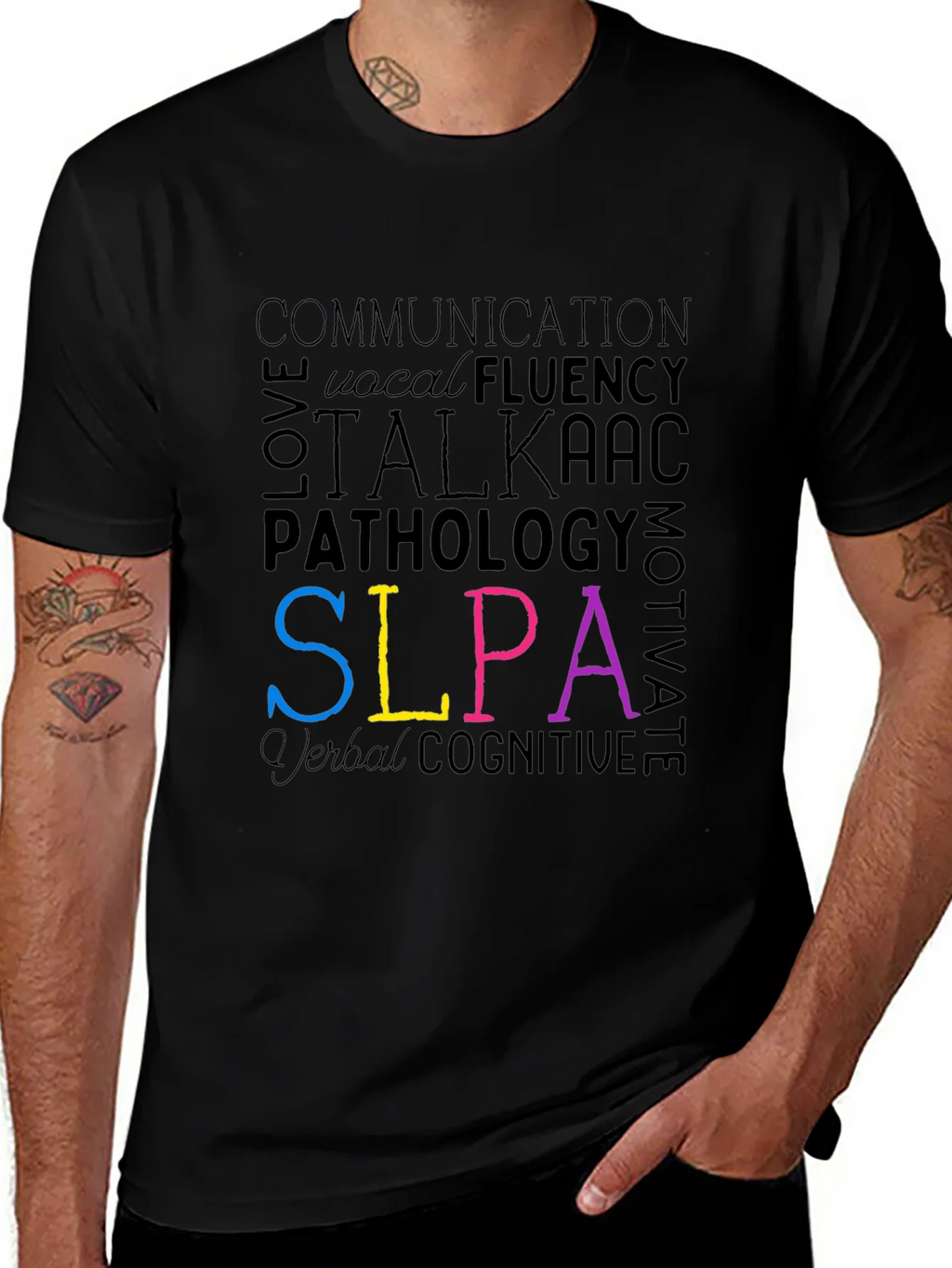 SLPA Word Art T-Shirt - Speech Language Pathology Assistant product image 1