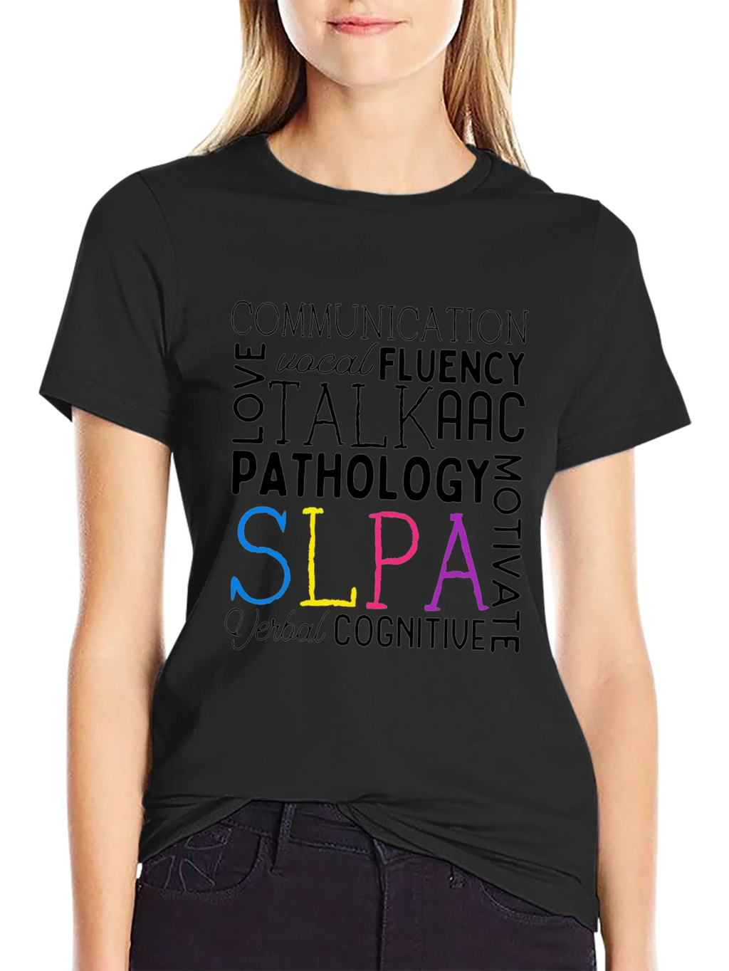 SLPA Word Art T-Shirt - Speech Language Pathology Assistant product image 2