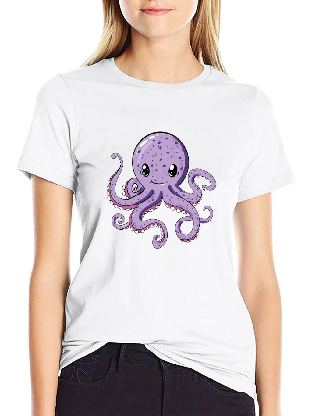 Cute Octopus Graphic Tee - Black Cotton Comfort product image 8