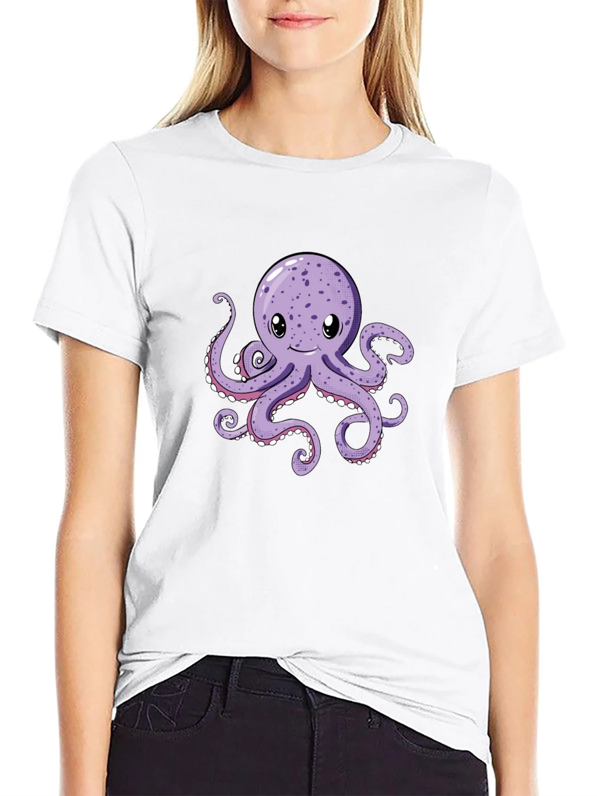 Cute Octopus Graphic Tee - Black Cotton Comfort product image 8