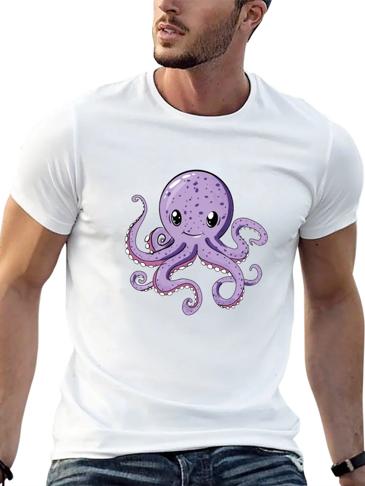 Cute Octopus Graphic Tee - Black Cotton Comfort product image 12