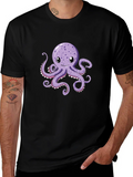 Cute Octopus Graphic Tee - Black Cotton Comfort product image 1