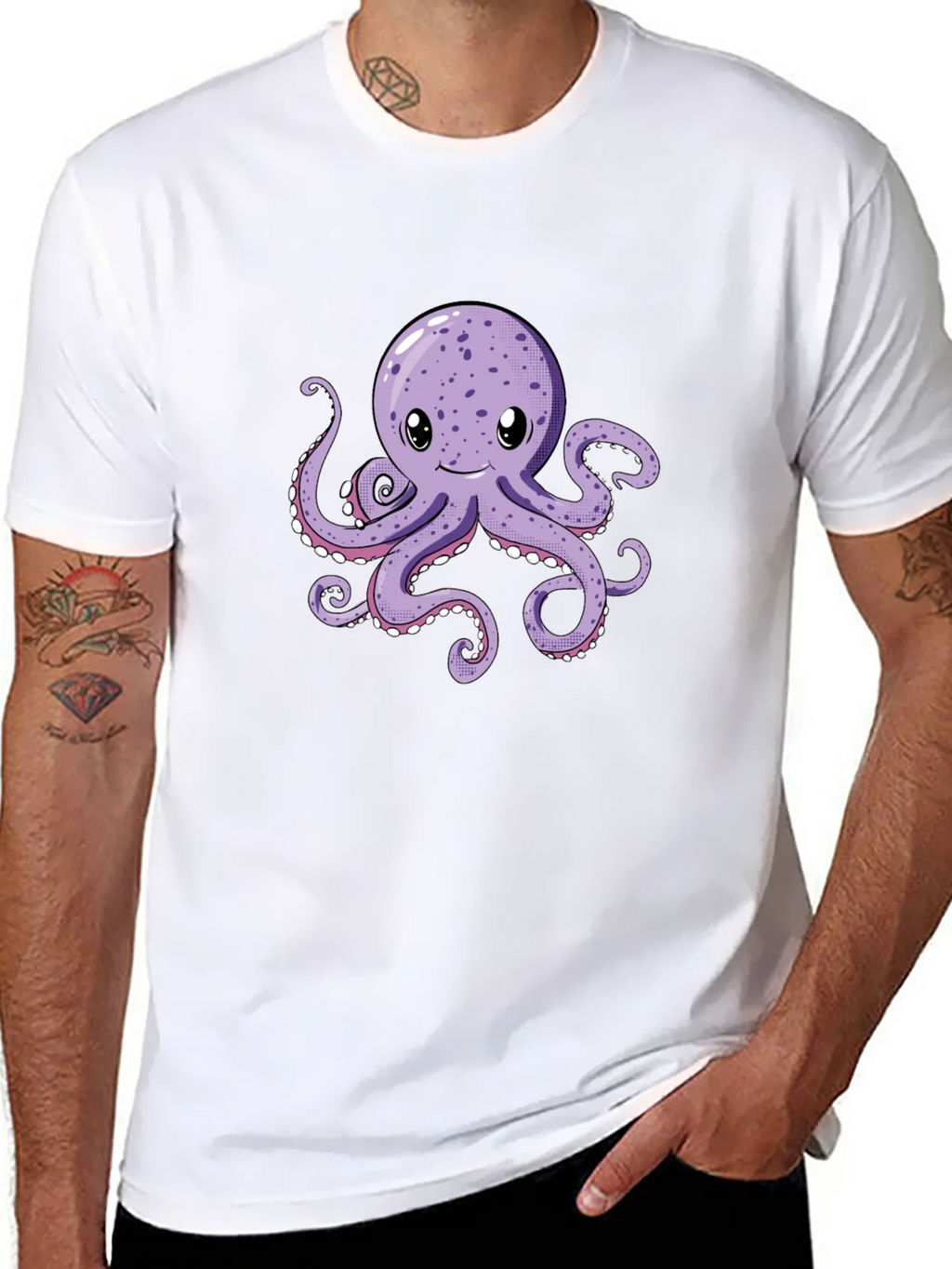 Cute Octopus Graphic Tee - Black Cotton Comfort product image 7