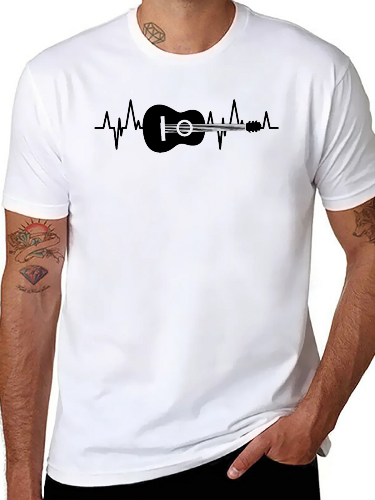 Guitar Heartbeat Graphic T-Shirt - Musician Tee product image 7