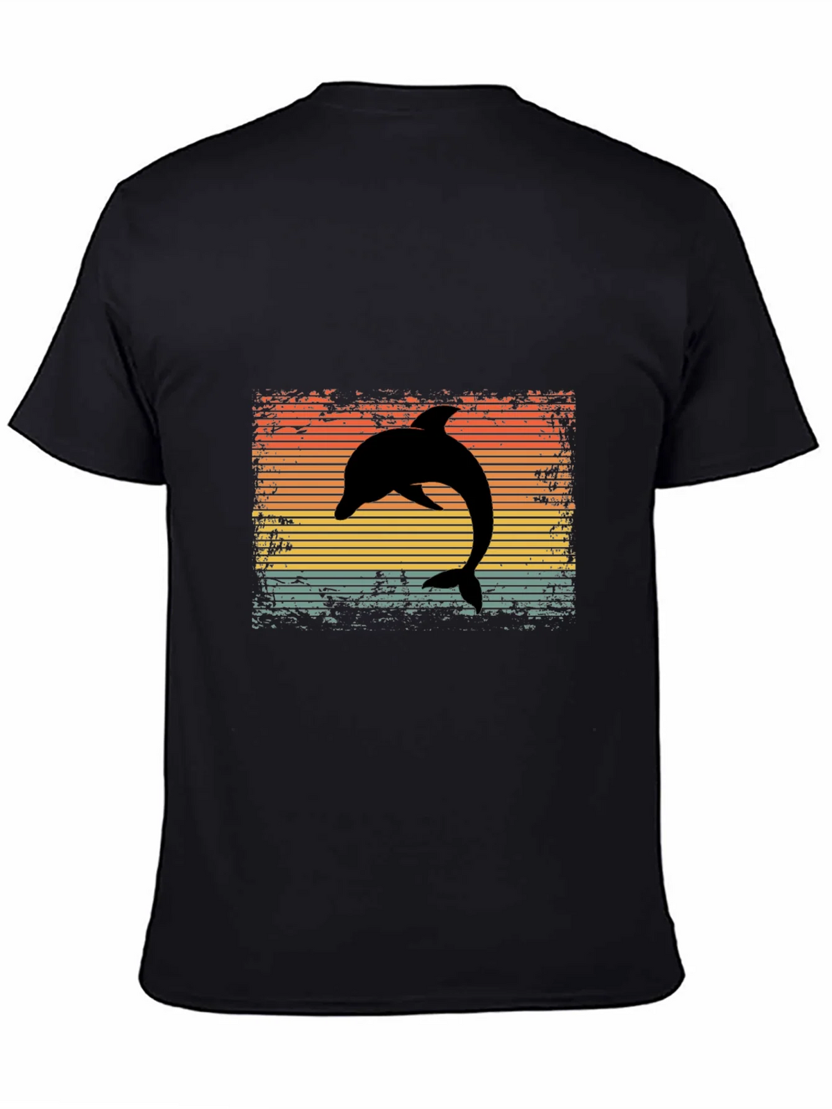 Retro Dolphin Graphic Tee - Black Cotton T-Shirt product image 4