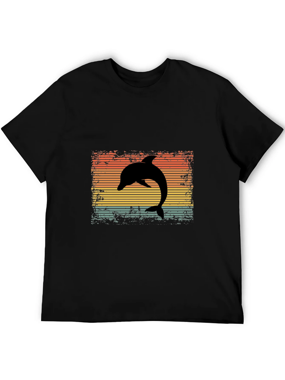 Retro Dolphin Graphic Tee - Black Cotton T-Shirt product image 5