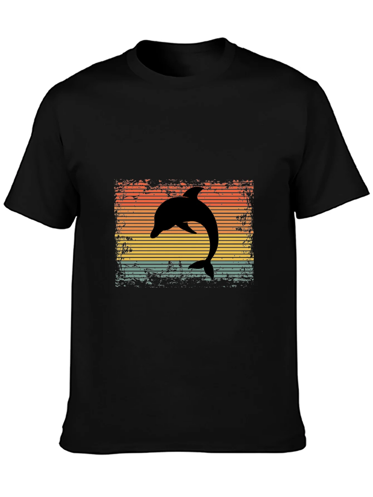 Retro Dolphin Graphic Tee - Black Cotton T-Shirt product image 3