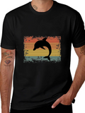 Retro Dolphin Graphic Tee - Black Cotton T-Shirt product image 1
