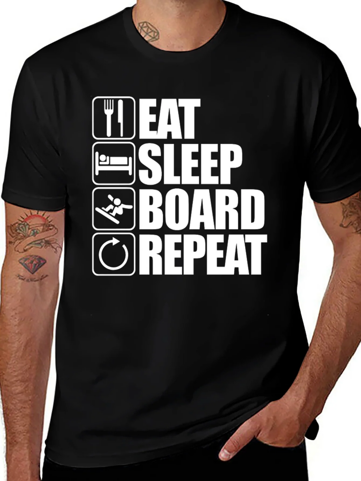 Eat Sleep Board Repeat Black Graphic Tee product image 1