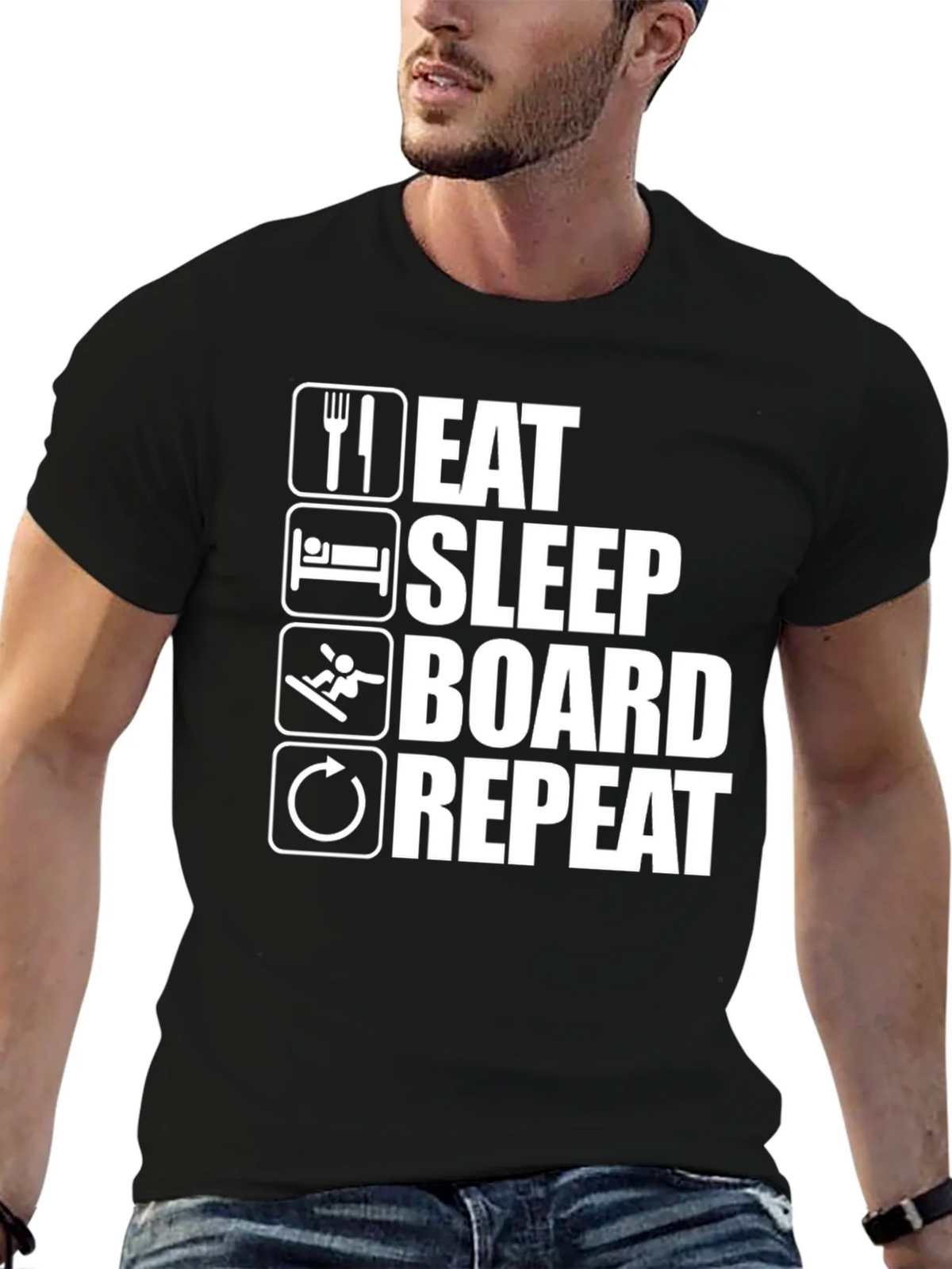 Eat Sleep Board Repeat Black Graphic Tee product image 6
