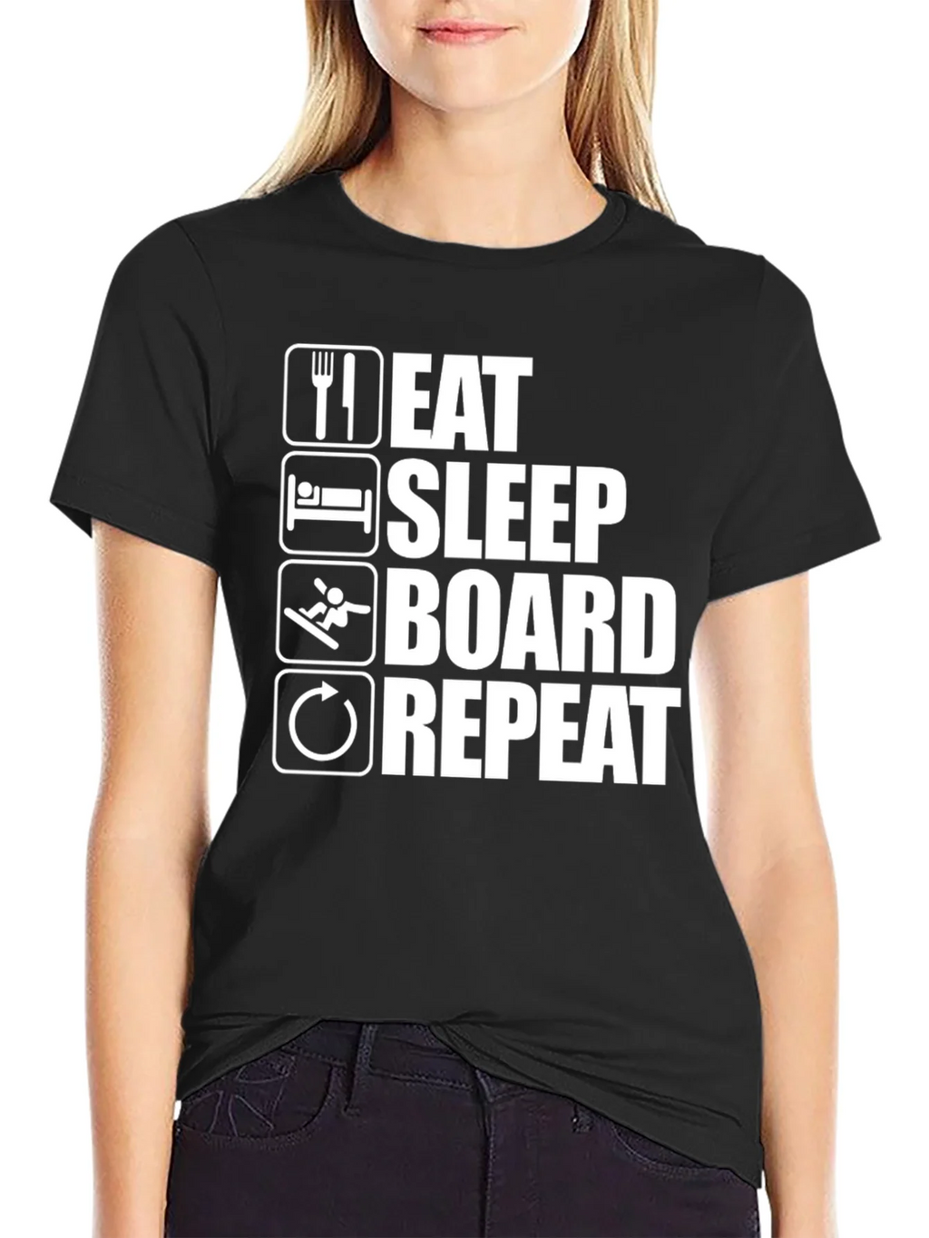 Eat Sleep Board Repeat Black Graphic Tee product image 2