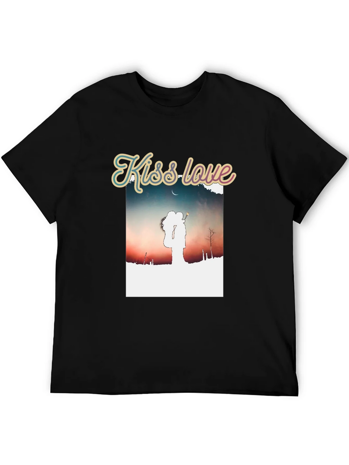 Kiss Love Graphic Black T-Shirt product image 5