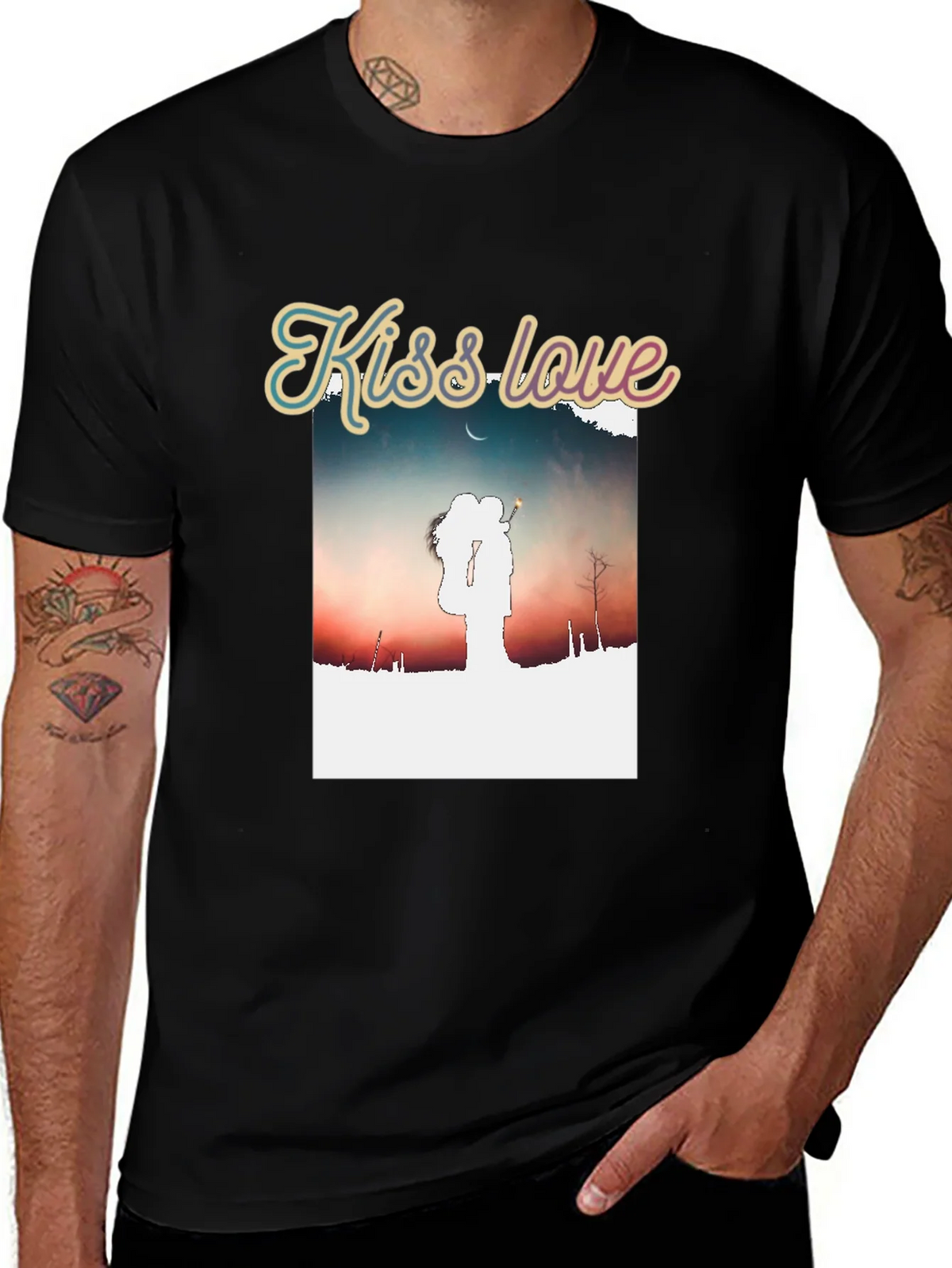 Kiss Love Graphic Black T-Shirt product image 1