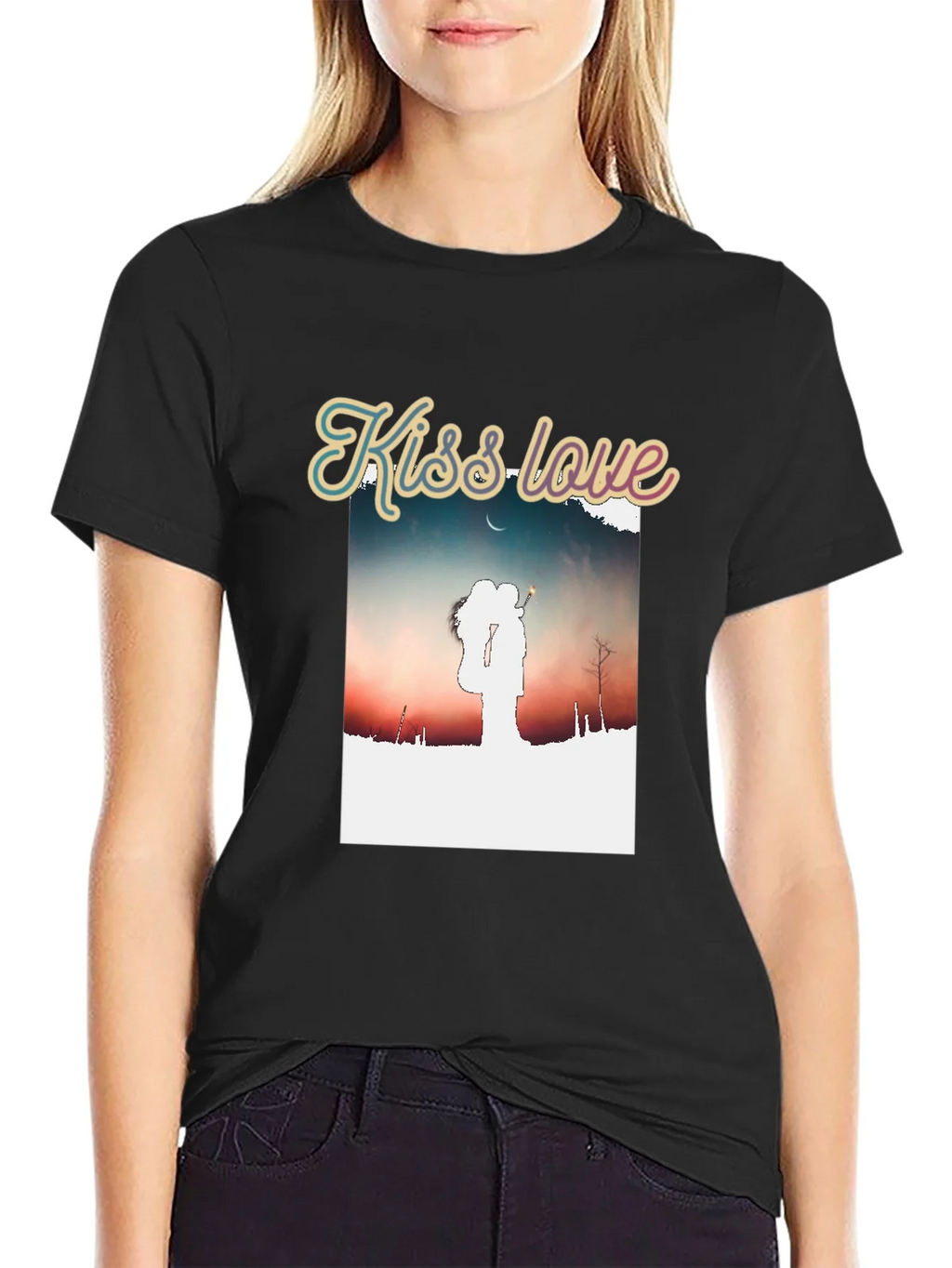 Kiss Love Graphic Black T-Shirt product image 2