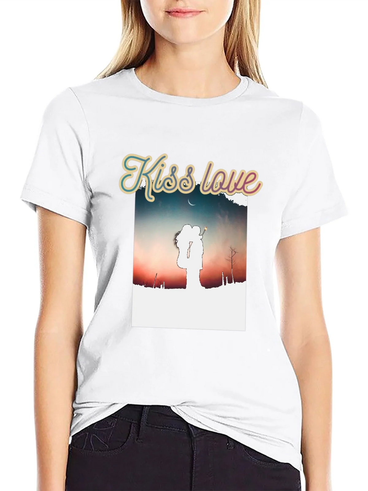 Kiss Love Graphic Black T-Shirt product image 8