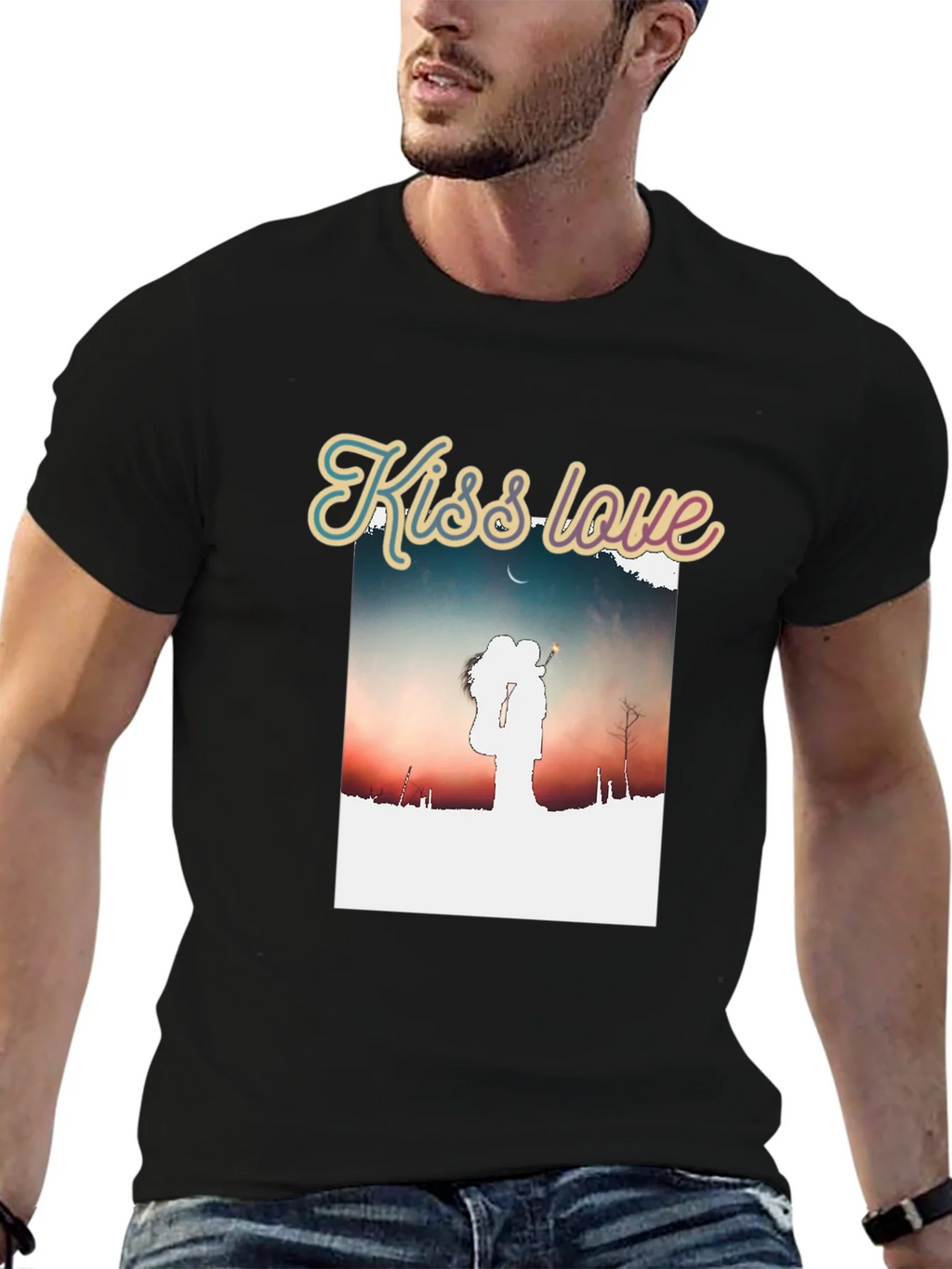 Kiss Love Graphic Black T-Shirt product image 6